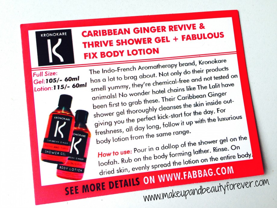 Kronokare Caribbean Ginger revive and thrive shower gel and fabulous fix body lotion