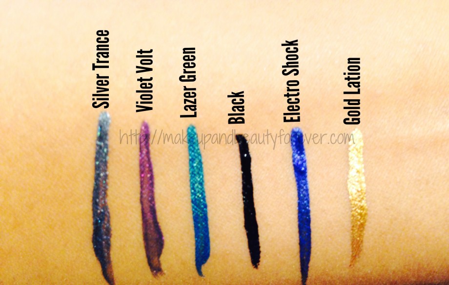 All Maybelline Hyper Glossy Electrics Eyeliner Review Shades Swatches Price Details