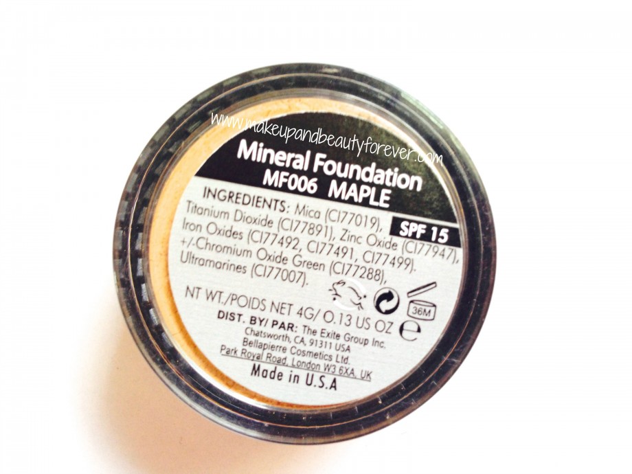 Bellapierre Mineral Foundation MF006 Maple in fab bag september 2014
