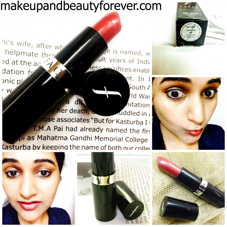 Faces Canada Go Chic Lipstick shade Claret Cup 416 Review swatch FOTD