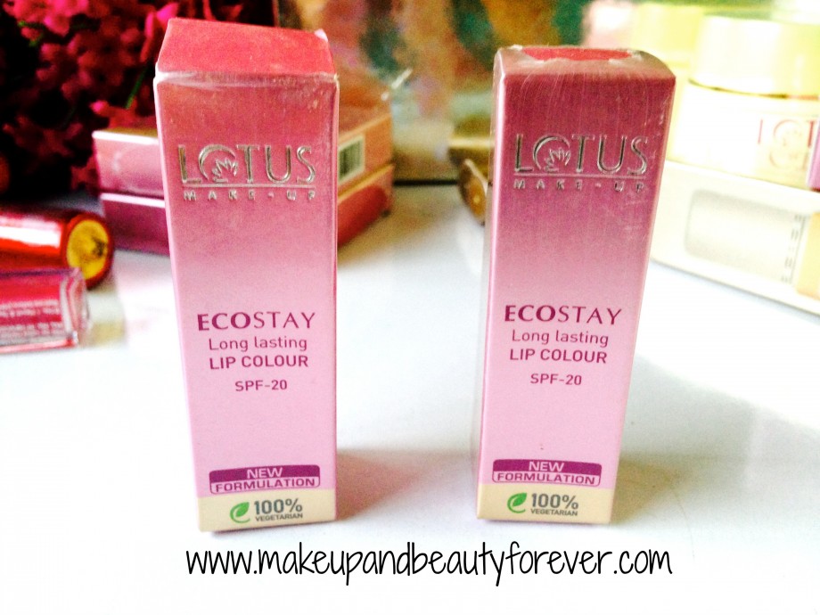 Lotus Herbals Ecostay Long Lasting Lip Colour with spf 20 shades swatches and prices