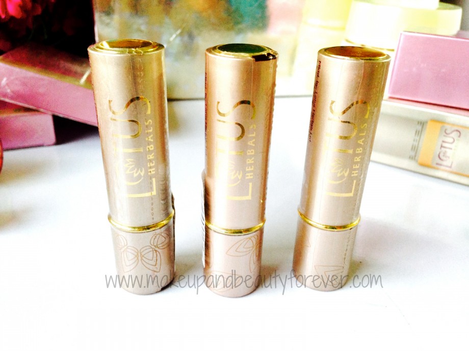 Lotus Herbals Floral Glam Lipsticks shades and swatches