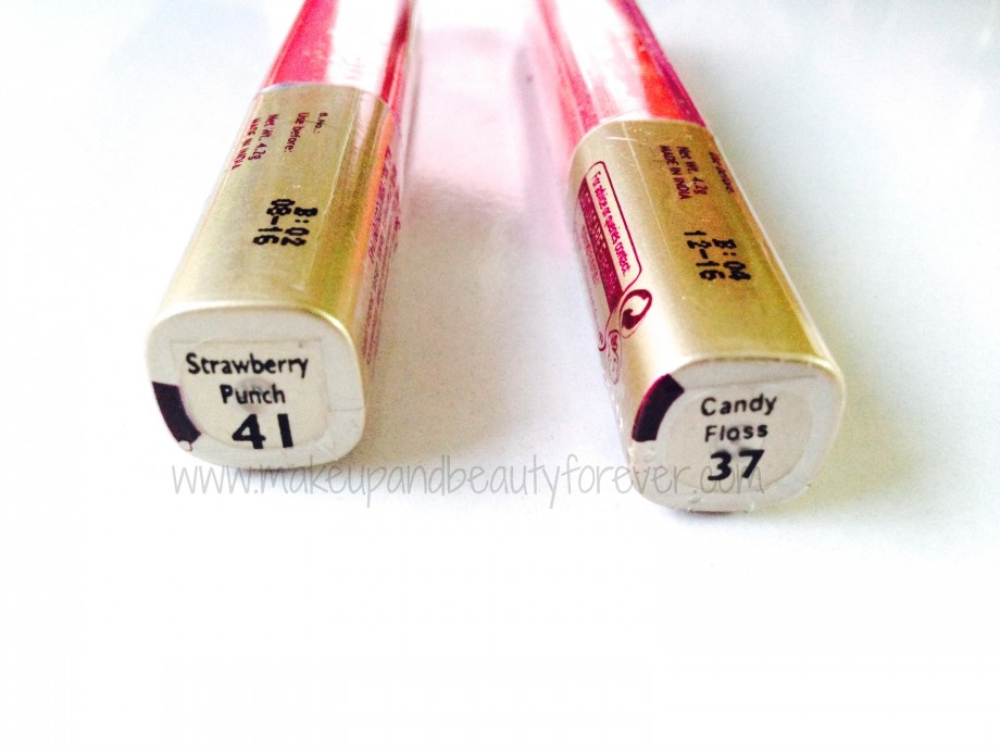 Lotus Herbals Seduction Lip Gloss in shade 41 Strawberry Punch and 37 Candy Floss