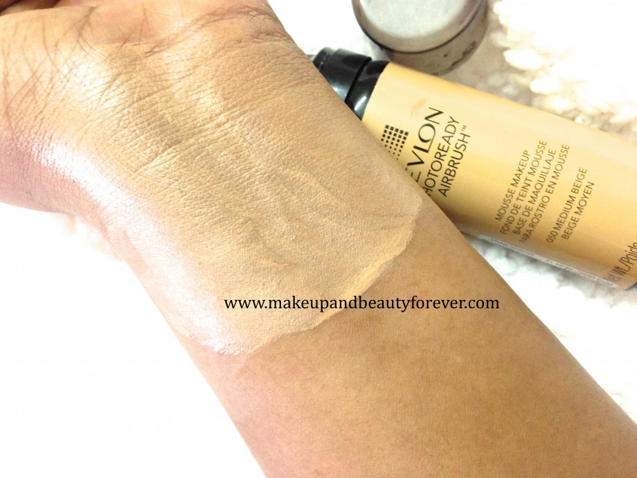 Revlon Photoready Airbrush Mousse Makeup Foundation Review swatch blended