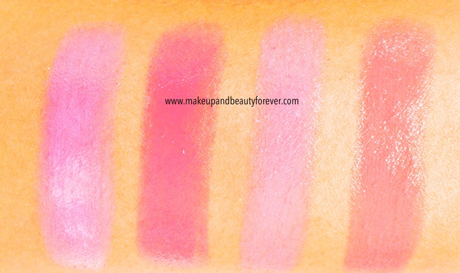 All Maybelline Pink Alert Color Sensational Lip Color Lipsticks POW1, POW 2, POW 3, POW 4 Review, Shades, Swatches, Price