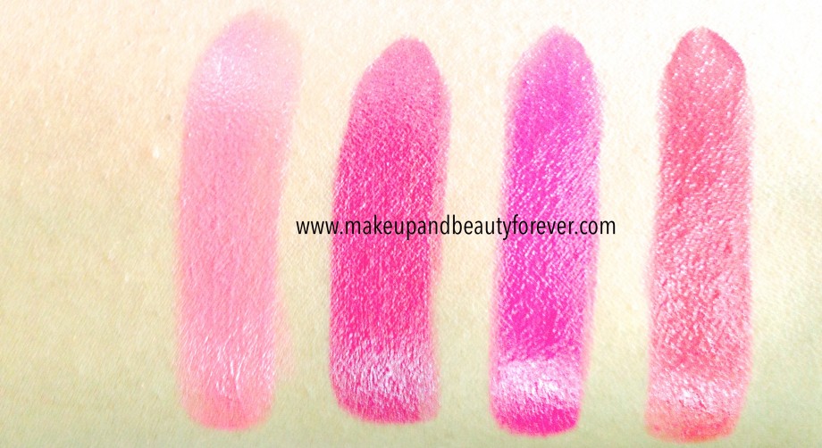 All Shades of Maybelline ColorShow Lipstick Swatches, Shades, Review Price Details Crushed Candy 103, Violet Fusion 109, Fuschia Flare 110, Cherry Crush 207