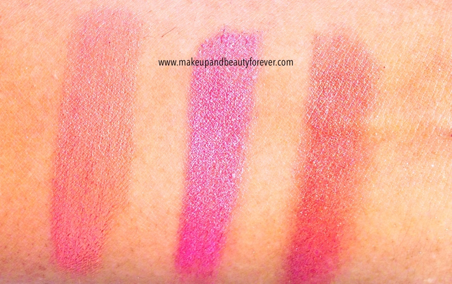 Faces Canada Glam On Cream Blush Review, Shades, Swatches Sun Kissed, Hint Of Pink, Pink Mauved, Peach Glow