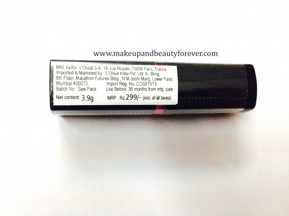 Maybelline ColorShow Lipstick Crushed Candy 103 Review, Swatch, Price, FOTD label