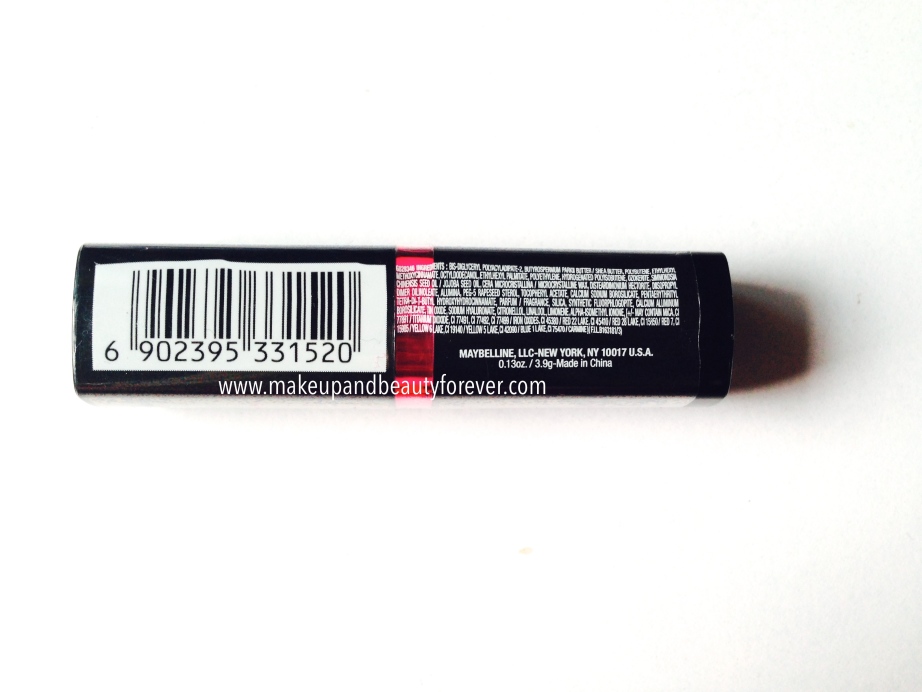 Maybelline ColorShow Lipstick Fuchsia Flare 110 Review, Swatch, Price, FOTD ingredients