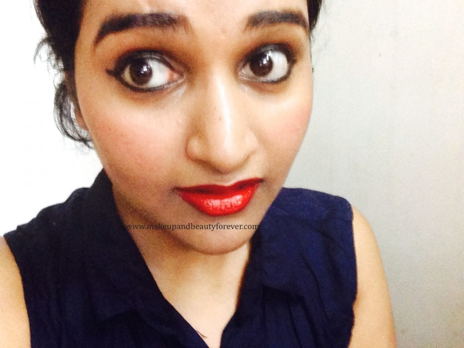 Maybelline ColorShow Lipstick Red Rush 211 Review, Swatch, Price, FOTD Astha Goel