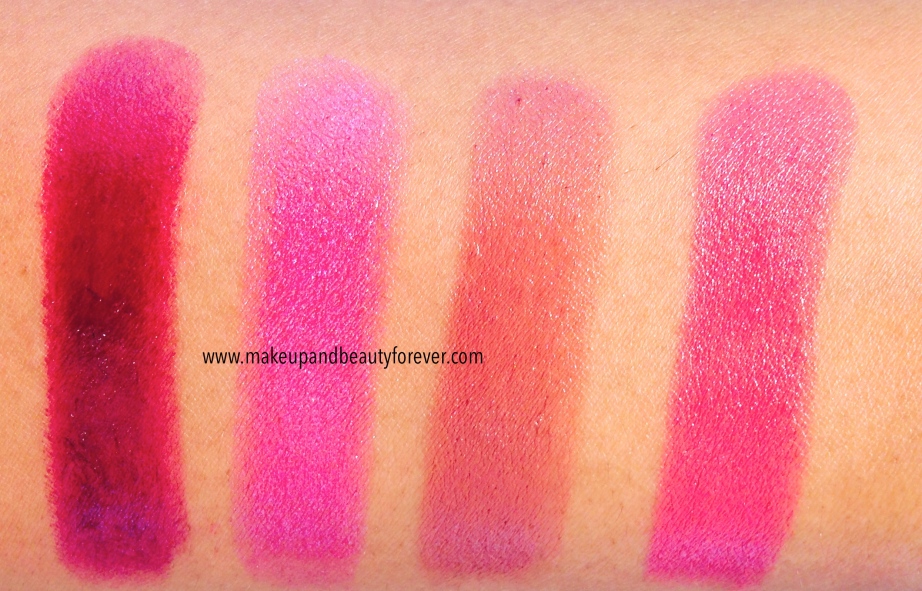 Maybelline Lipstick India Refined Wine 82, Rose Quartz 1432, Crazy for Coffee 275, Hooked On Pink 65