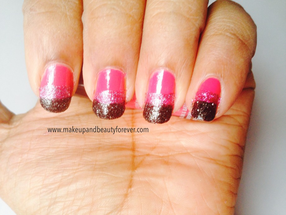 Pink and Black Glitter Festive Nail Art Tutorial 2
