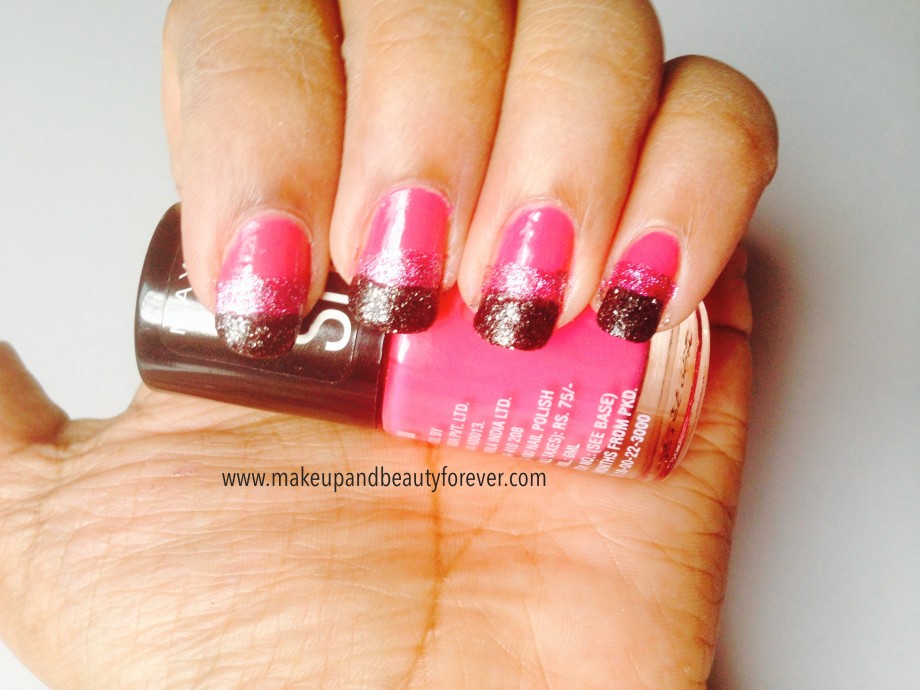 Pink and Black Glitter Festive Nail Art Tutorial 3