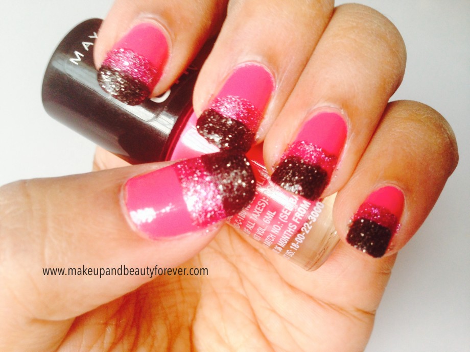 Pink and Black Glitter Festive Nail Art Tutorial 5