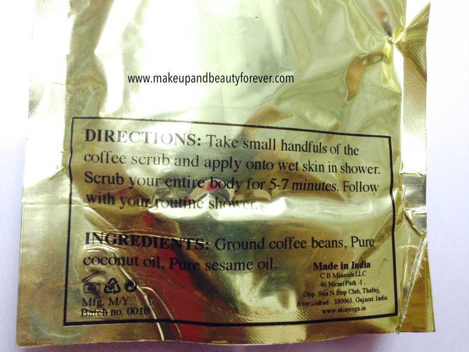 SkinYoga Coffee Body Scrub Review directions ingredients