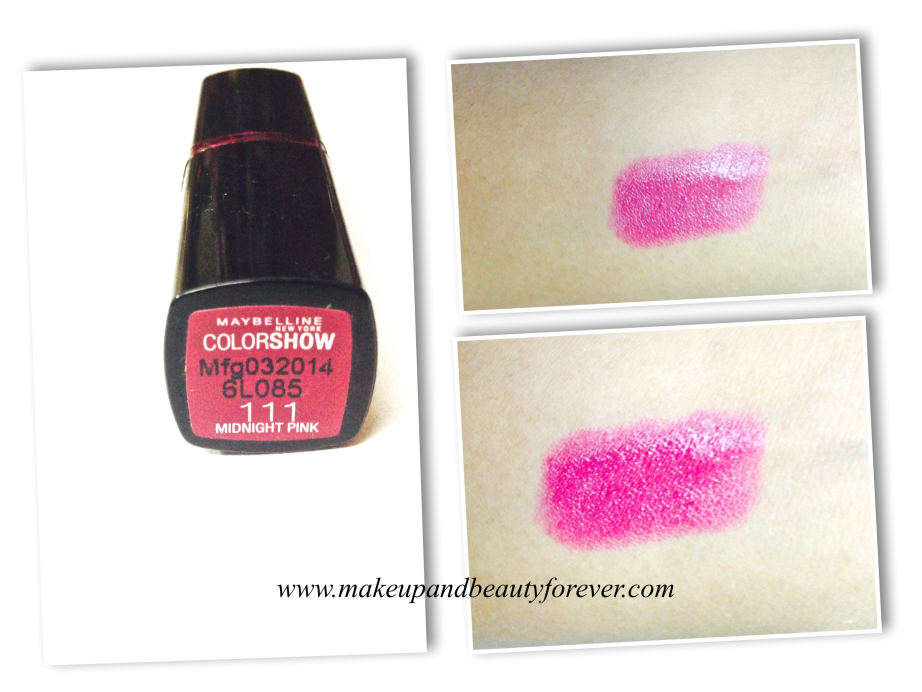 Maybelline ColorShow Lipstick Midnight Pink 111 Review, Swatch, Price, FOTD India