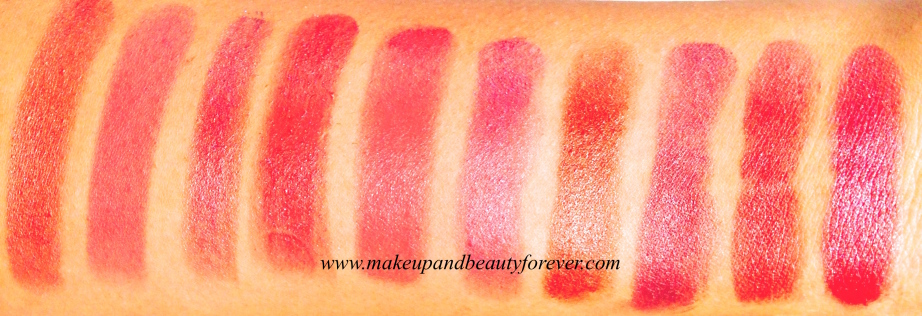 Revlon Super Lustrous Lipstick Brazilian Tan Ipanema Beach  Kiss me Coral  Really Red  Sky Line Pink Cherry Blossom Abstract Orange Fire and Ice Red Lacquer Pink Pearl  Siren Violet Frenzy Demure Rich Girl Red Primrose Mink Coralberry Plum Velous