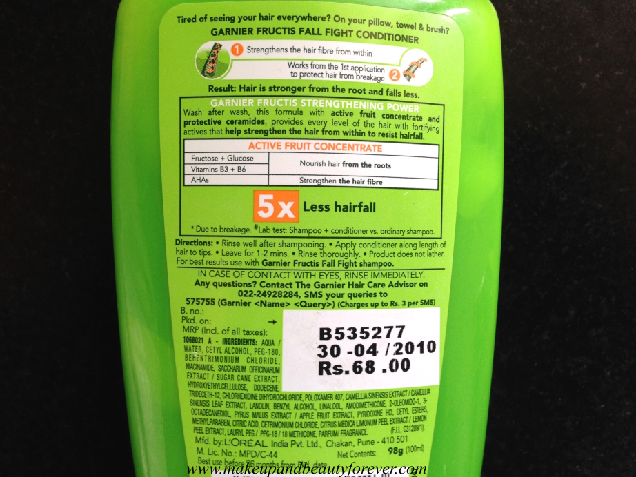 Garnier Fructis Fall Fight Anti Hair Fall Fortifying Conditioner Review India