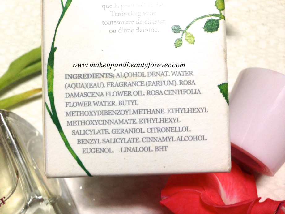 Crabtree & Evelyn Rosewater Eau de Toilette Perfume Review ingredients