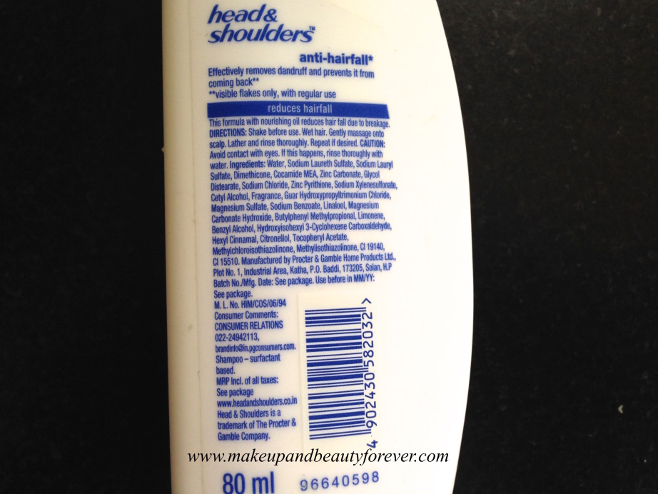 Head & Shoulders Anti Hair Fall Anti Dandruff Shampoo Review