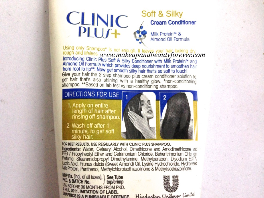 Clinic Plus Soft And Silky Cream Conditioner Review ingredients