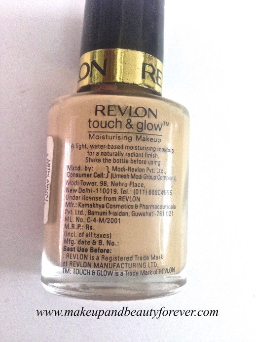 Revlon Touch and Glow Moisturising Makeup Foundation Review swatch 3