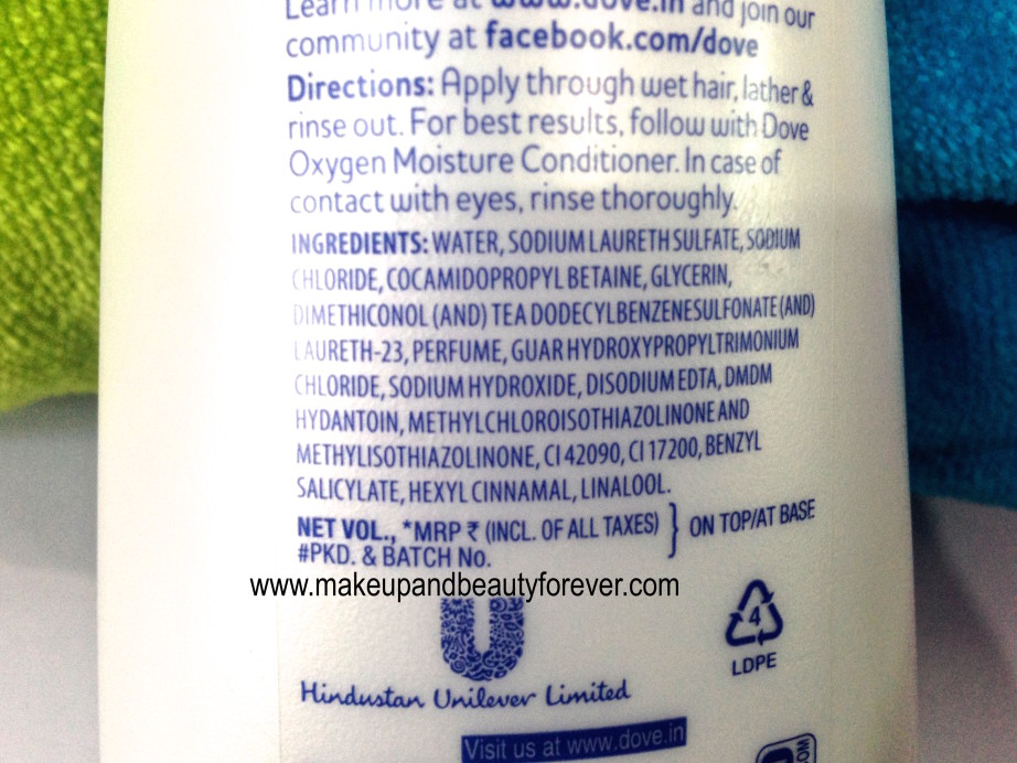 Dove Oxygen Moisture Shampoo ingredients