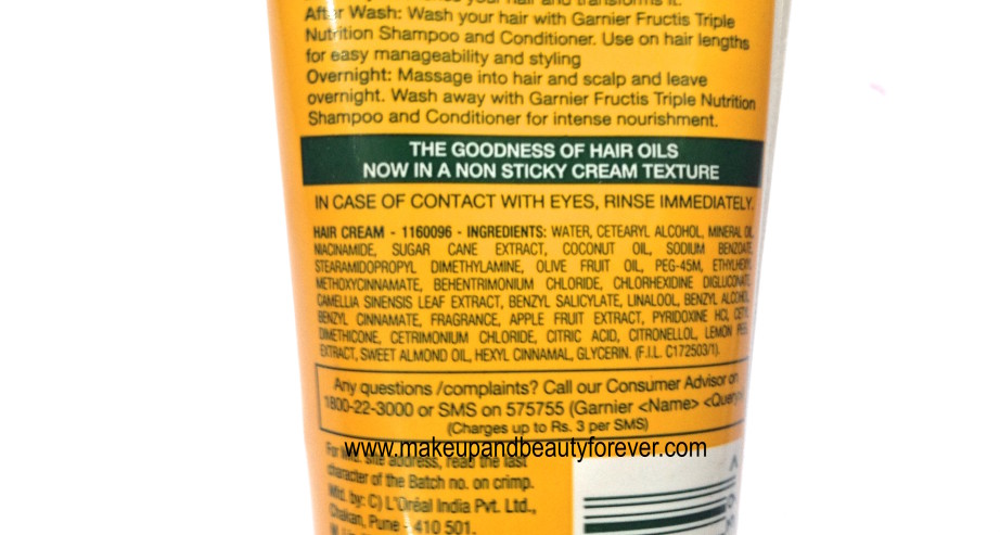 Garnier Fructis Triple Nutrition Oil-In-Cream ingredients
