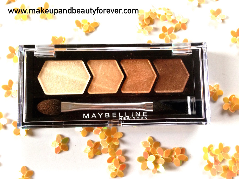 Maybelline Eyestudio Diamond Glow Eye Shadow Quad 01 Copper Brown Review Swatches Price Details MBF