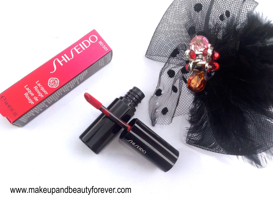 Shiseido Lacquer Rouge Liquid Lipstick Drama RD 501 Review, Swatches, Price