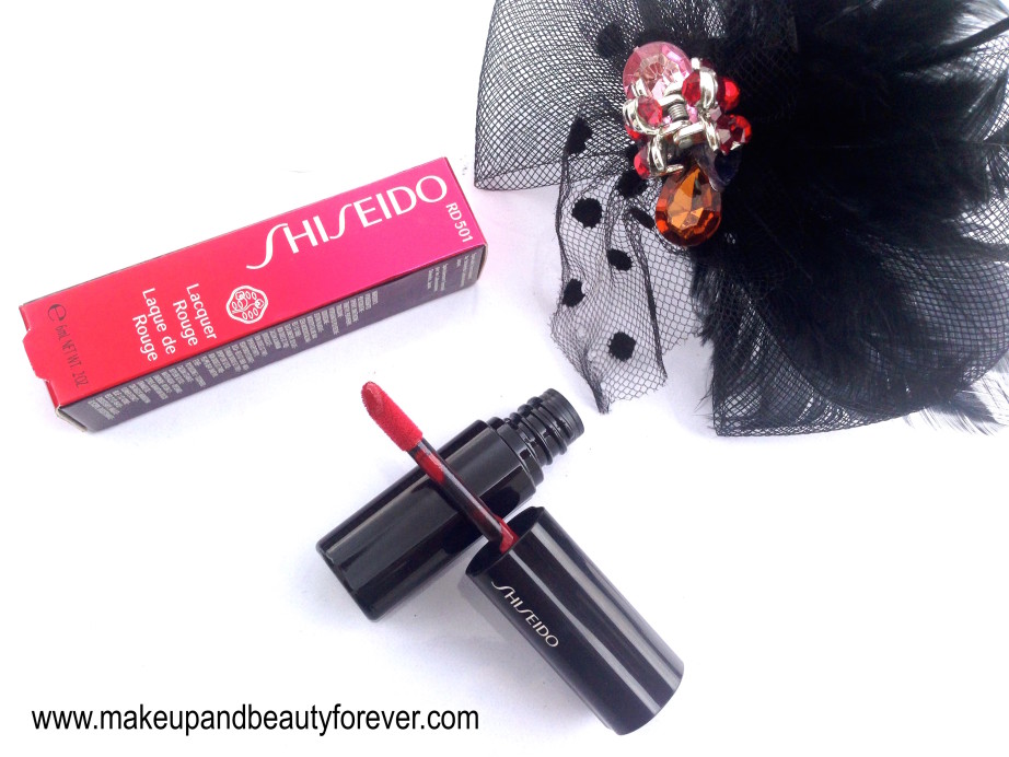 Shiseido Lacquer Rouge Liquid Lipstick Drama RD 501 Review Swatches Price Astha Goel