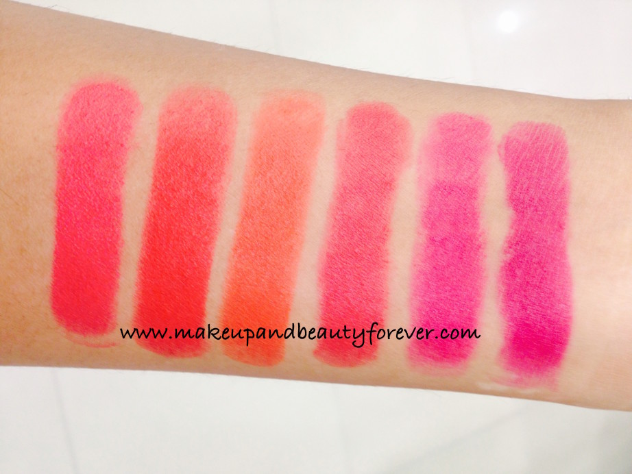 All Lakme Absolute Lip Pout Matte Lipstick Review Shades Swatches Raving Red Pink Fantasy Magenta Magic