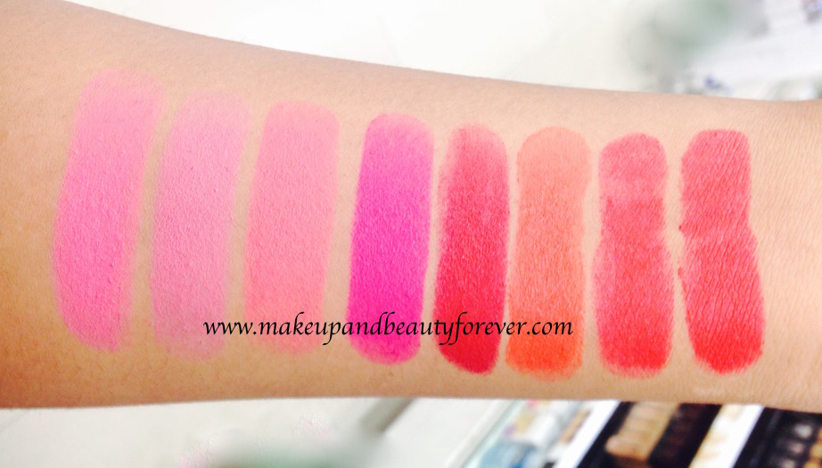 All Maybelline Color Show Matte Lipstick Review Shades Swatches Price India M201 Bold Crimson M202 Firecracker Red M203 Hot Chili M204 Red Carpet