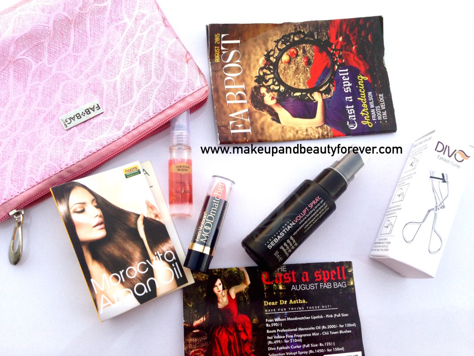 Fab Bag August 2015 Cast A Spell products contents
