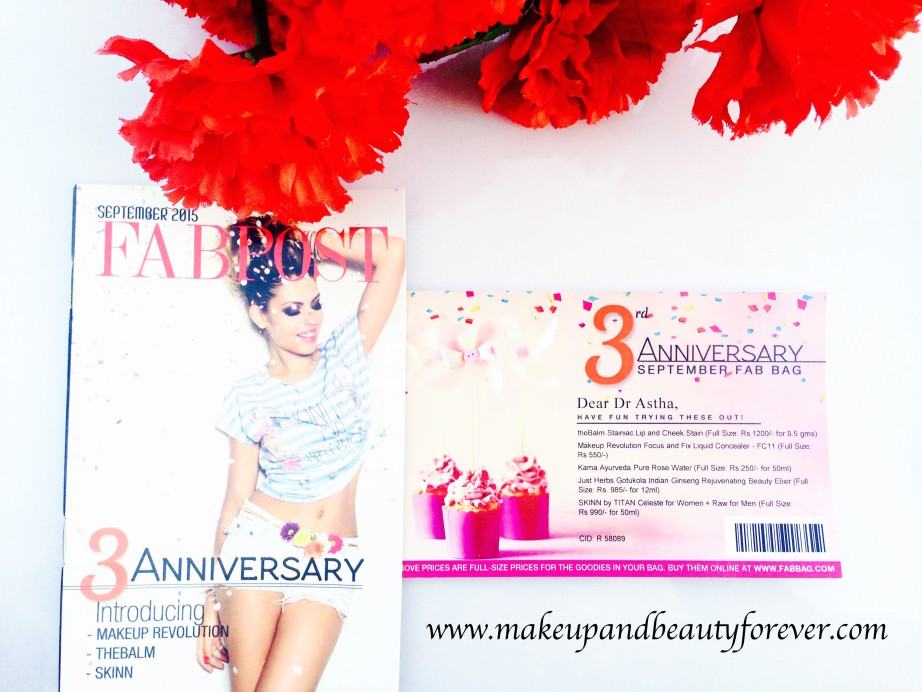 Fab Bag September 2015 3rd Anniversary Special India