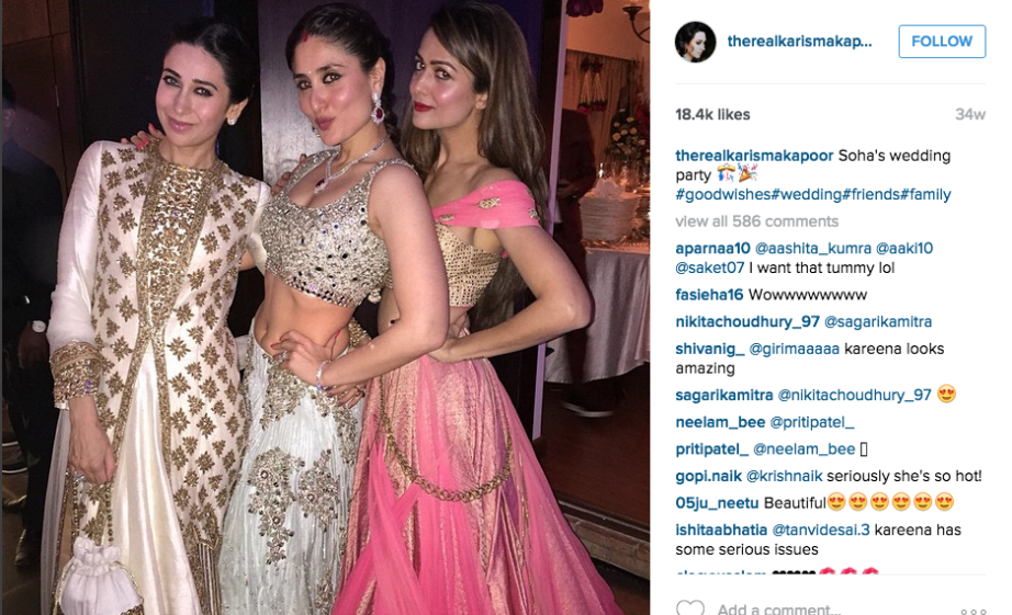 Karishma Kareena Kapoor Amrita Arora Soha Kunal Kemmu Wedding reception