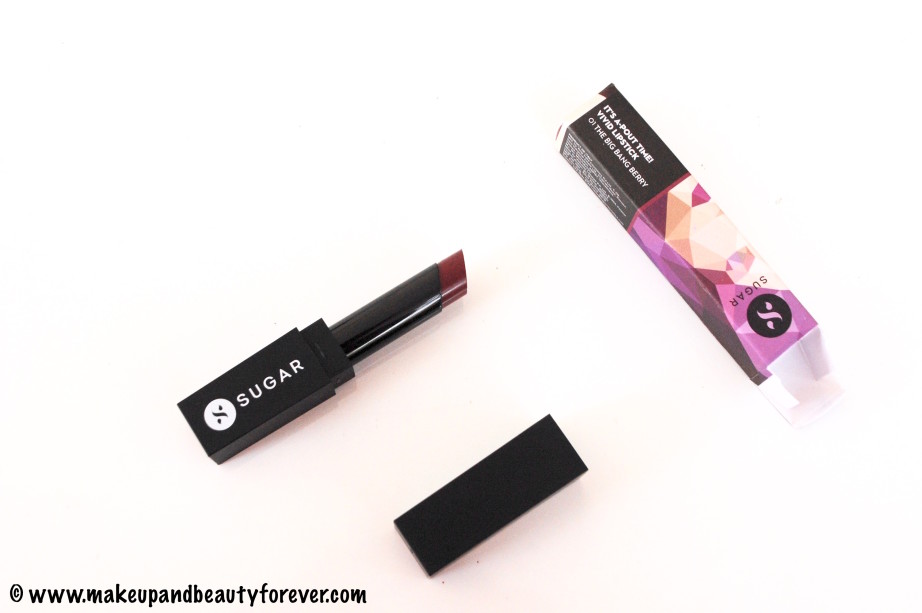 SUGAR Cosmetics It's a Pout Time - Vivid Lipstick in the shade The Big Bang Berry AsthaMBF