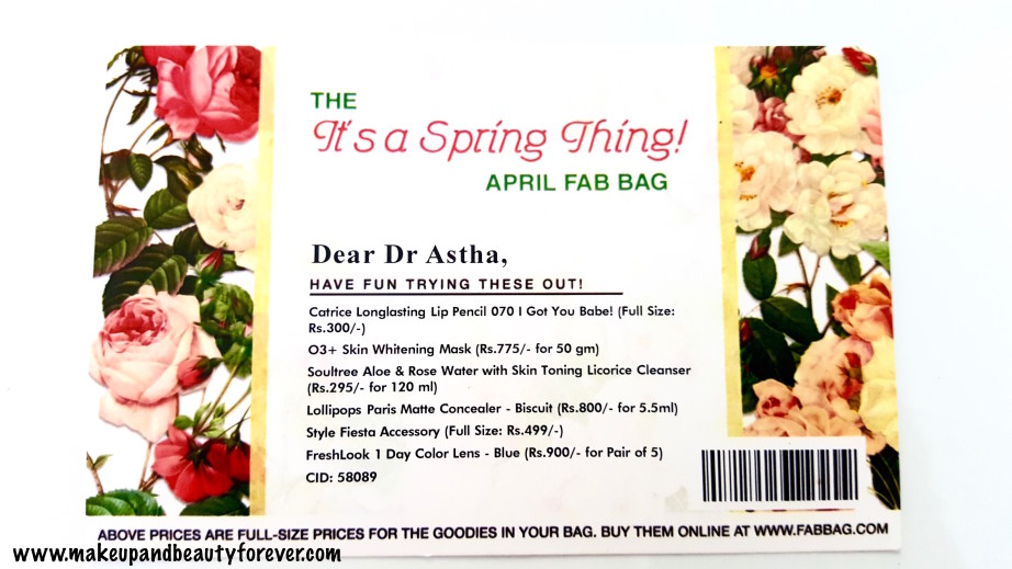 April Fab Bag 2016 - Its a Spring Thing Info