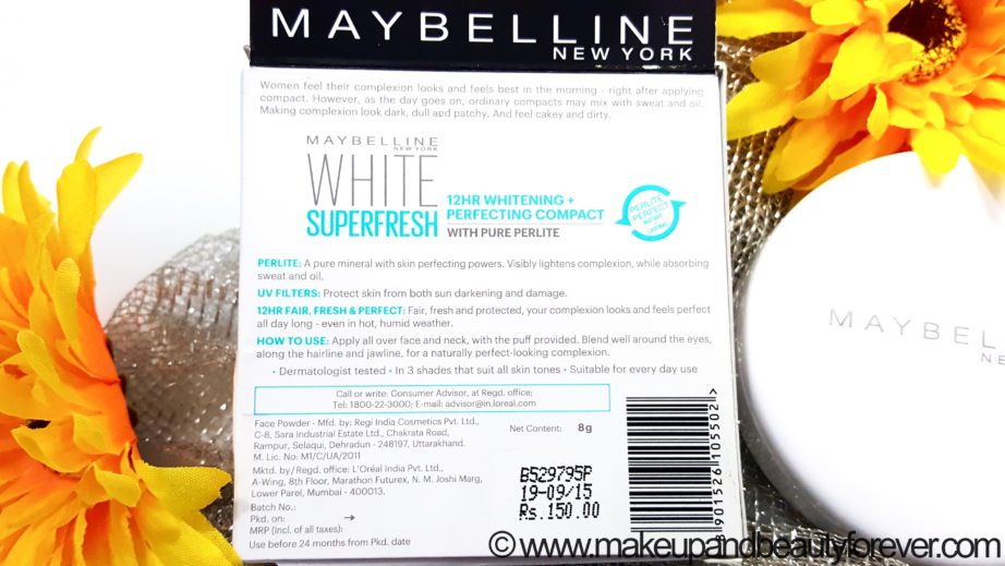 Maybelline White Superfresh 12HR Whitening Perfecting Compact Review Shades Coral Pearl Shell Swatch