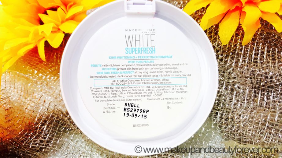 Maybelline White Superfresh 12HR Whitening Perfecting Compact Review Shades Coral Pearl Shell Swatches India