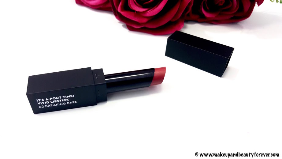 Sugar Cosmetics Its A-Pout Time Vivid Lipstick 02 Breaking Bare Review Swatches FOTD