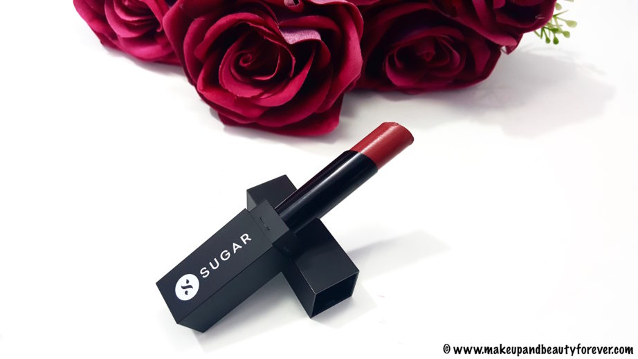 Sugar Cosmetics It’s A Pout Time Vivid Lipstick 02 Breaking Bare Review Swatches FOTD