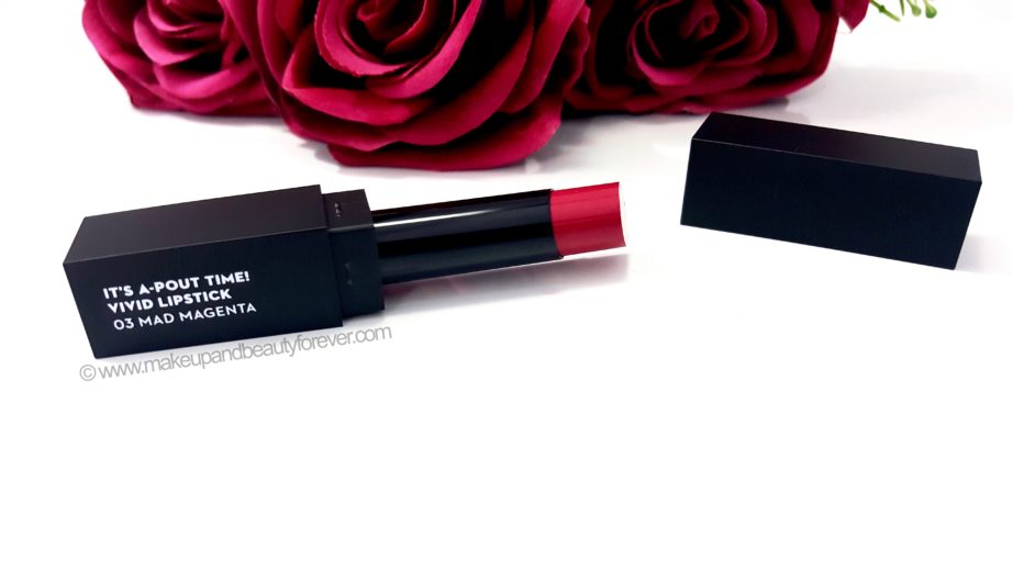 Sugar Cosmetics It’s A-Pout Time Vivid Lipstick 03 Mad Magenta Review, Swatches, FOTD
