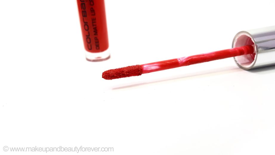 Colorbar Deep Matte Lip Crème Deep Red 001 Review doe foot applicator wand