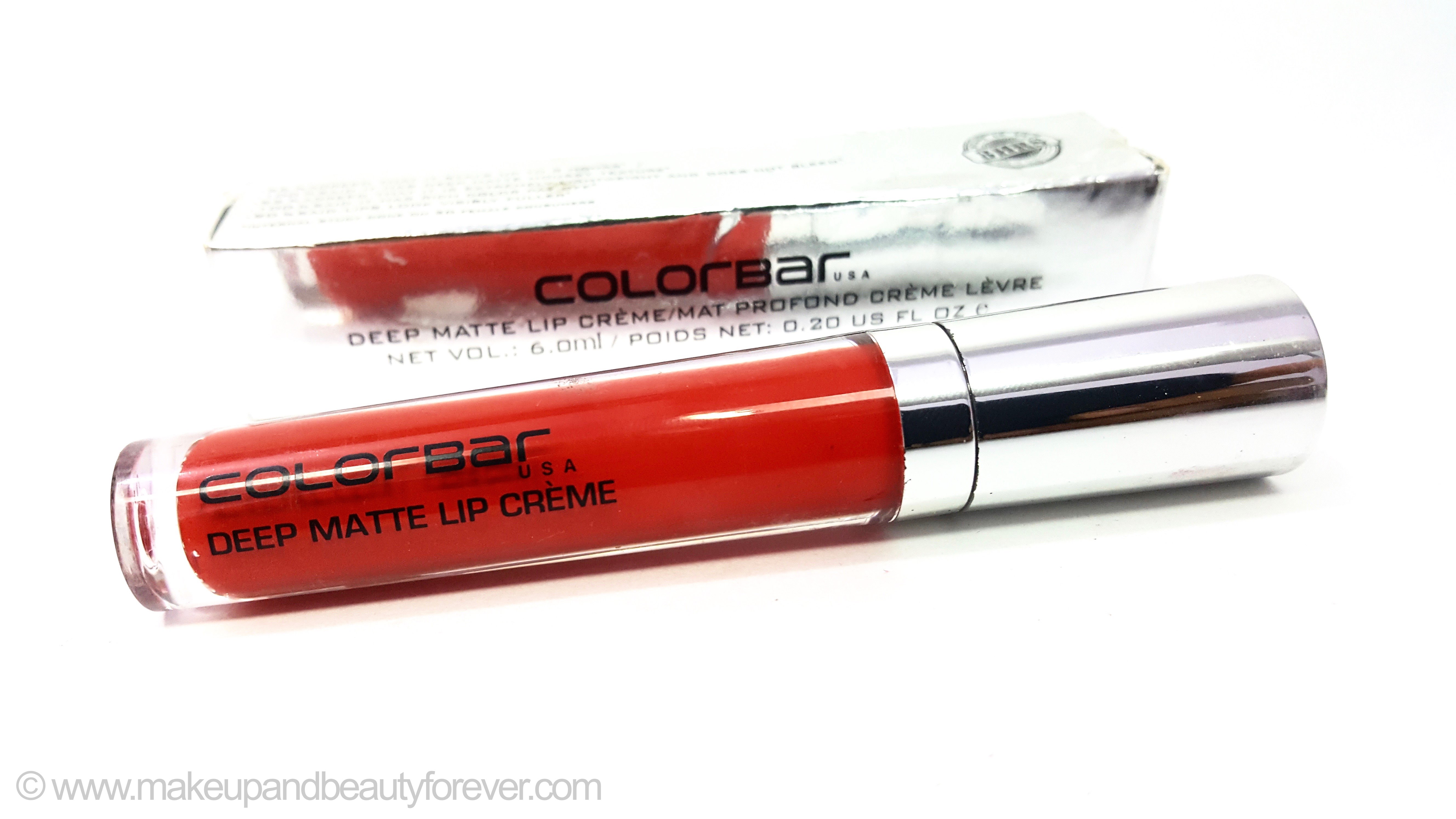 Colorbar Deep Matte Lip Crème Deep Red 001 Review orange red bridal shade lipstick
