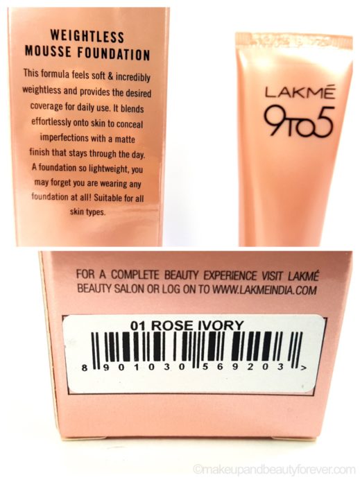 Lakme 9 to 5 Weightless Mousse Foundation Review Rose Ivory