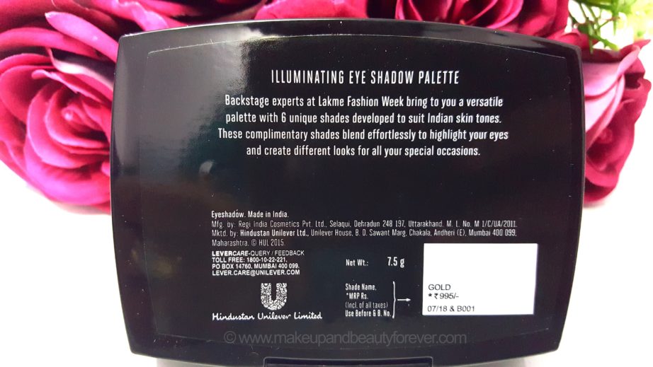 Lakme Absolute Illuminating Eye Shadow Review ingredients