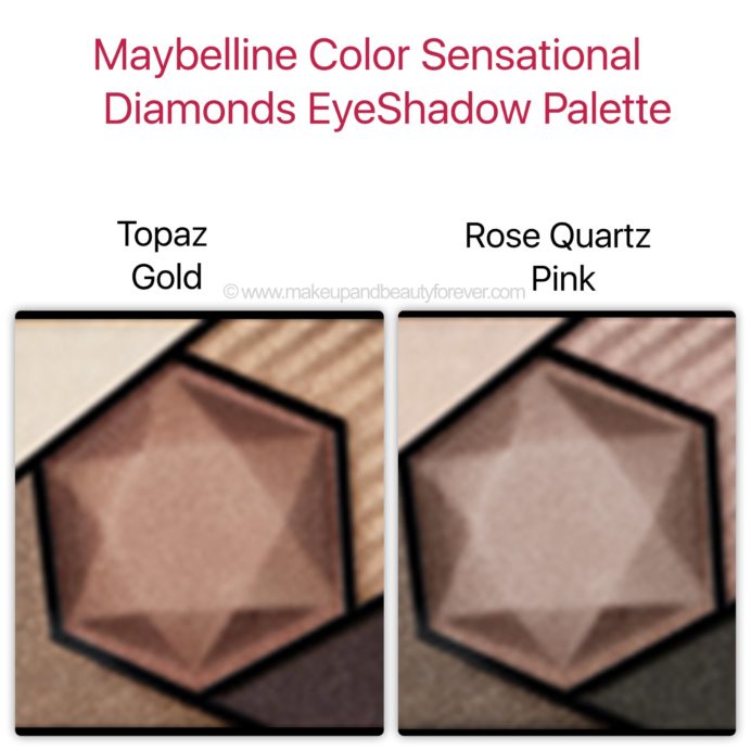 Maybelline Color Sensational Diamonds EyeShadow Topaz Gold Rose Quartz Pink Swatches