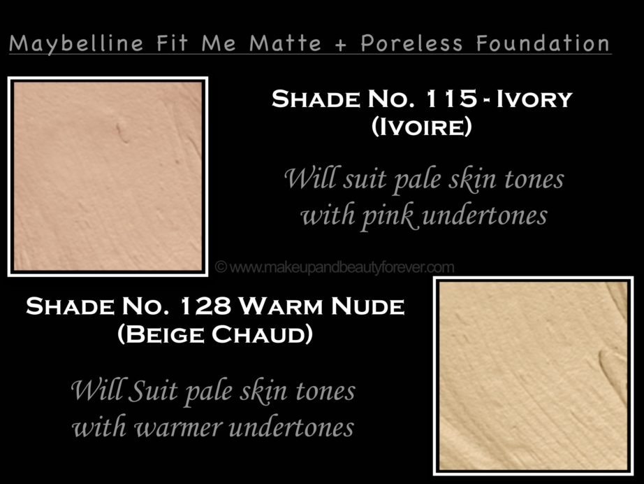Maybelline Fit Me Ivory Warm Nude Matte Poreless Foundation Review Shades Swatches