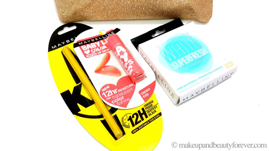 Maybelline New York Summer Essentials Kit Review White Superfresh Compact, Colossal Kajal, Baby Lips